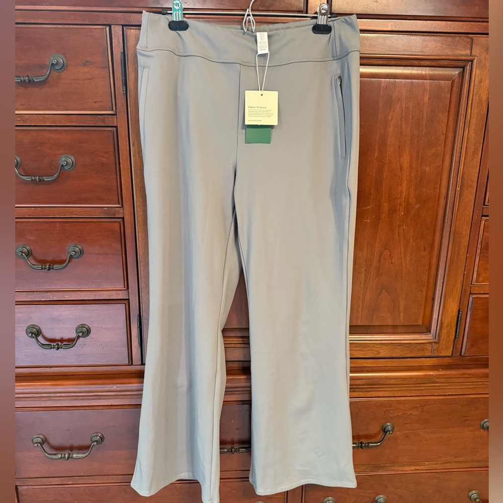 HALARA Flex High Waisted Side Zipper Flare Work Pants, Gray, XL